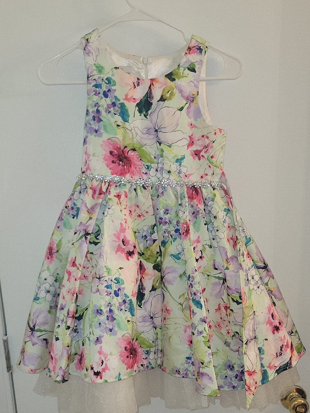 Girls Floral Pink & Purple Sleeveless Party Dress